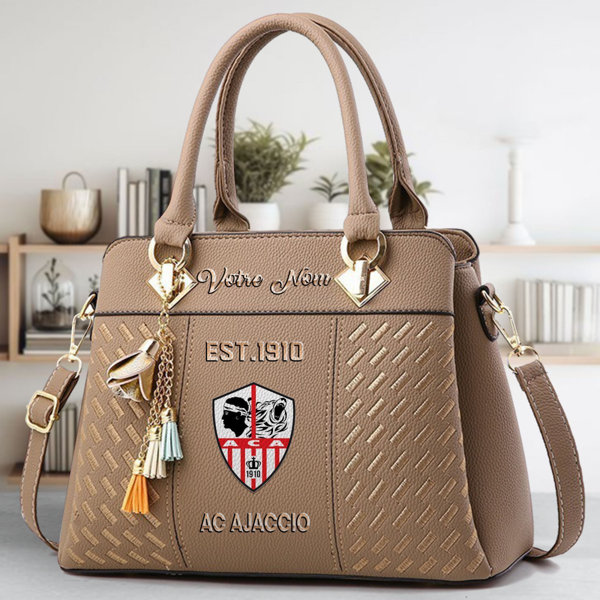 AC Ajaccio Crossbody Zip Handbag With Tassel Custom Name For Women - Image 4