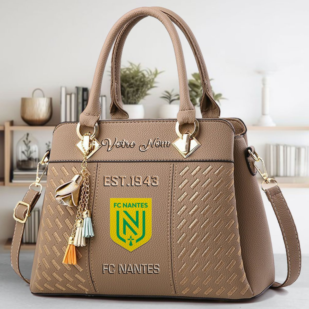 FC Nantes Crossbody Zip Handbag With Tassel Custom Name For Women - Image 4