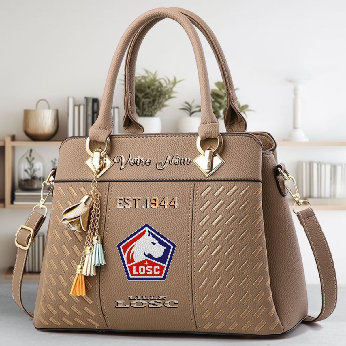 LOSC Lille Crossbody Zip Handbag With Tassel Custom Name For Women - Image 4