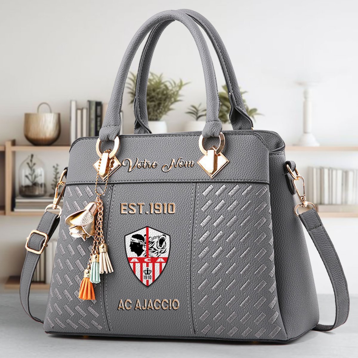 AC Ajaccio Crossbody Zip Handbag With Tassel Custom Name For Women - Image 5