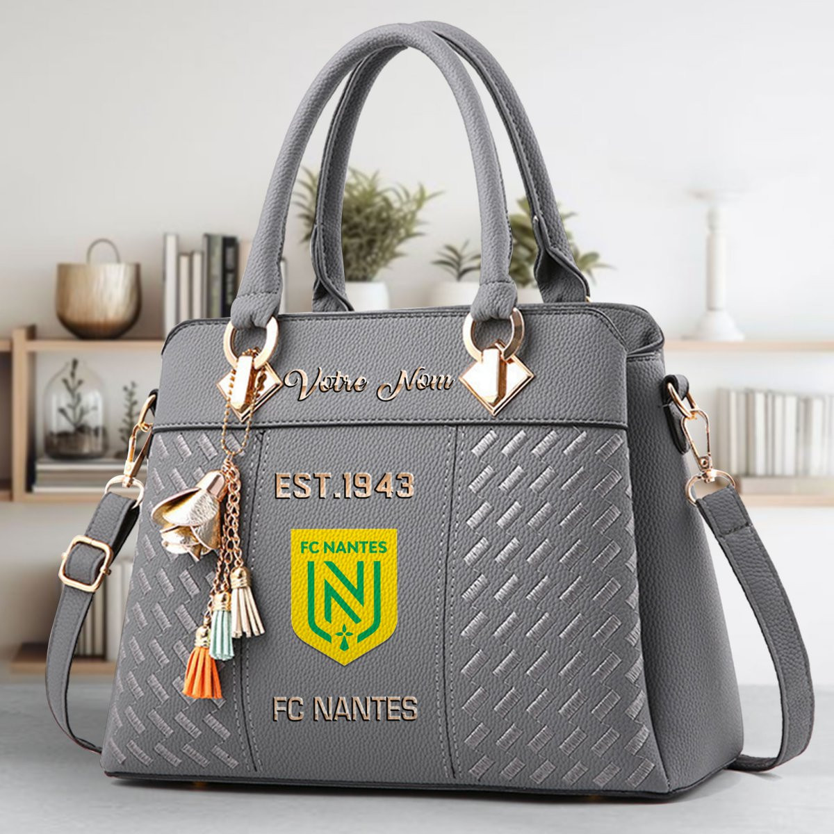 FC Nantes Crossbody Zip Handbag With Tassel Custom Name For Women - Image 5