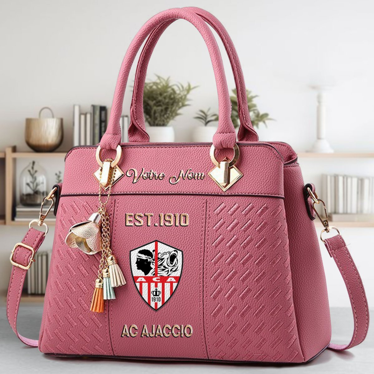 AC Ajaccio Crossbody Zip Handbag With Tassel Custom Name For Women - Image 6