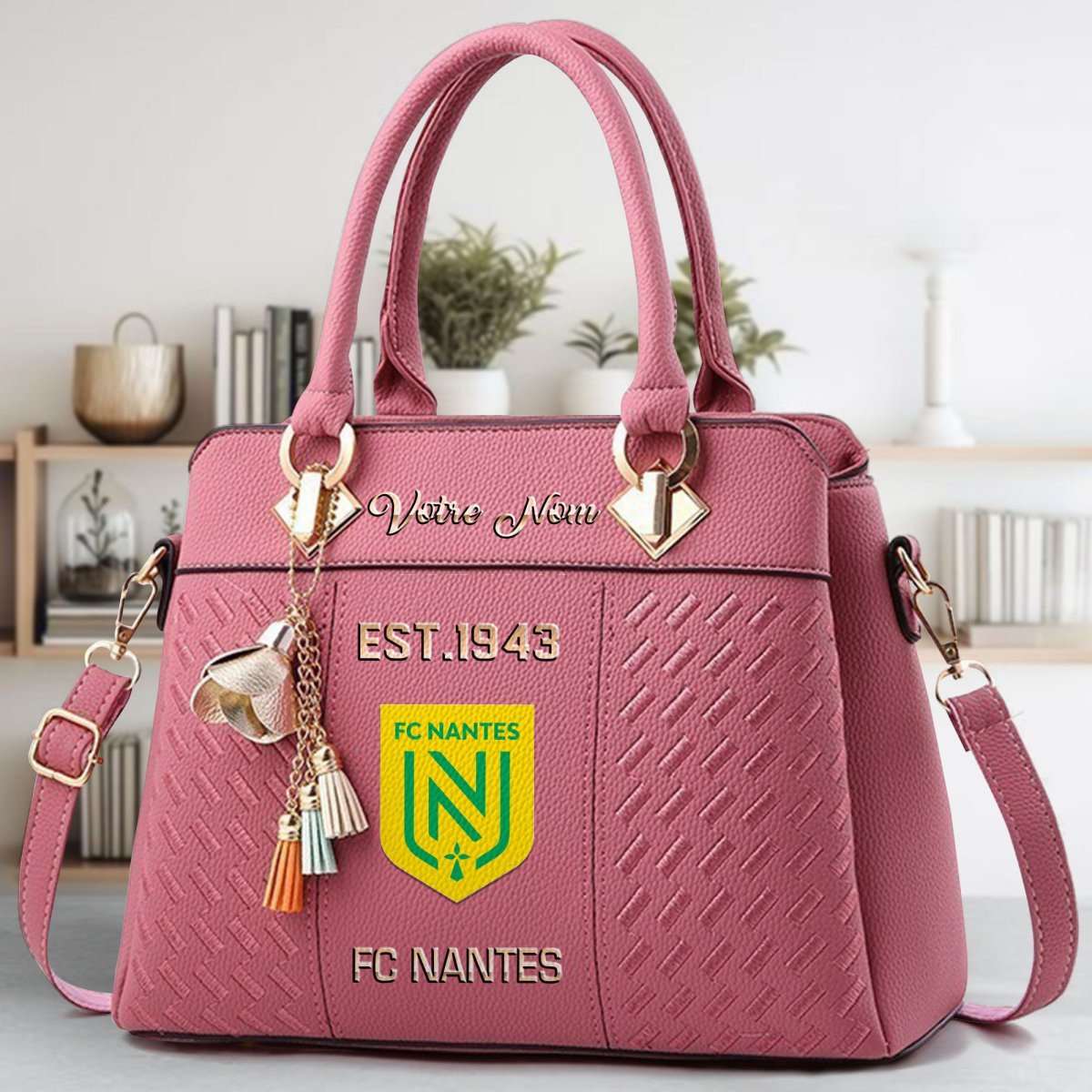 FC Nantes Crossbody Zip Handbag With Tassel Custom Name For Women - Image 6