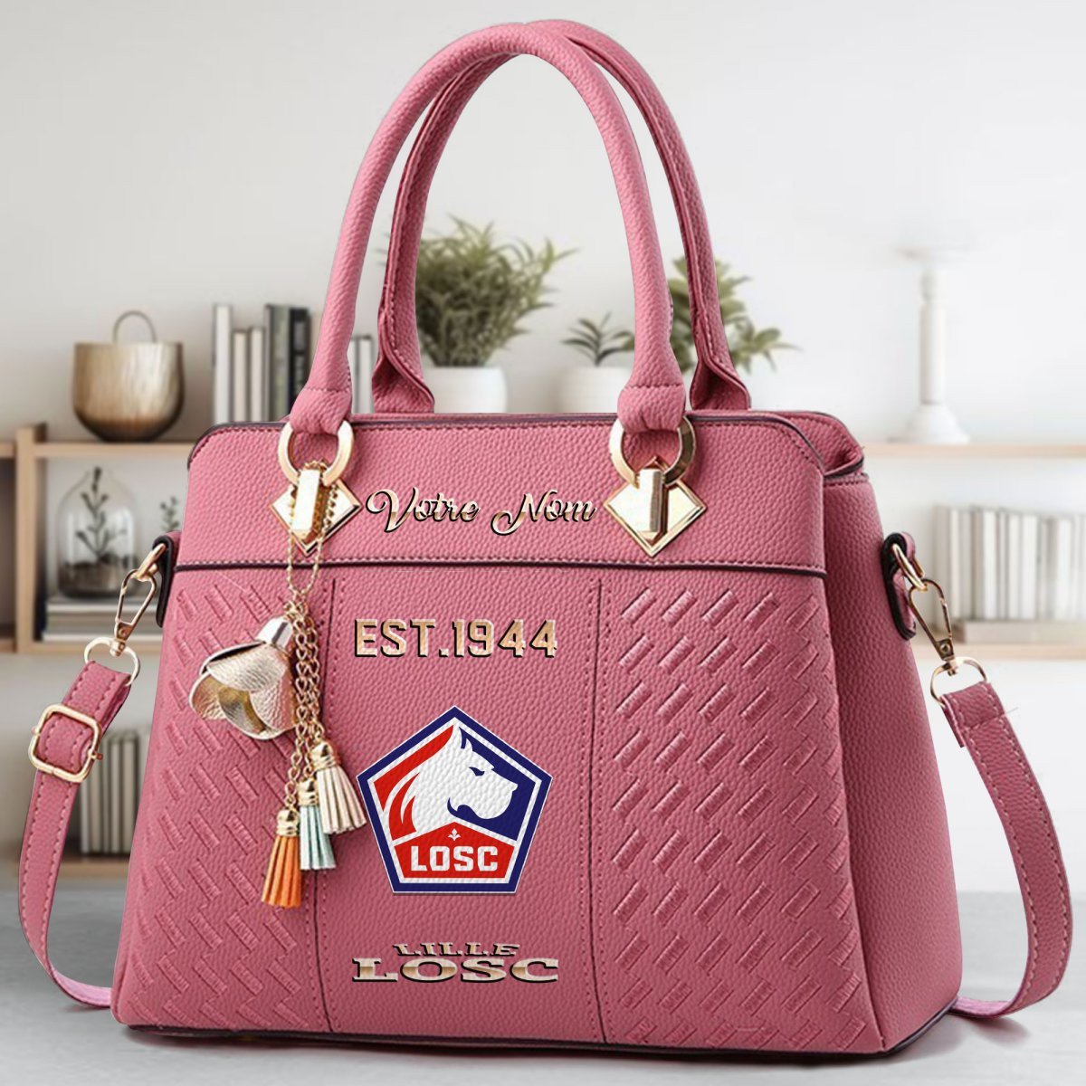 LOSC Lille Crossbody Zip Handbag With Tassel Custom Name For Women - Image 6