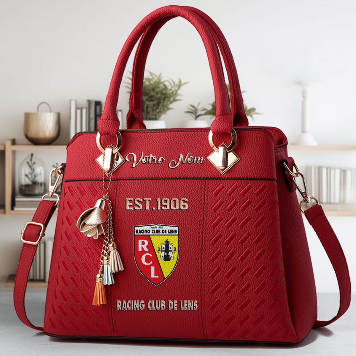 Racing Club de Lens Crossbody Zip Handbag With Tassel Custom Name For Women - Image 2