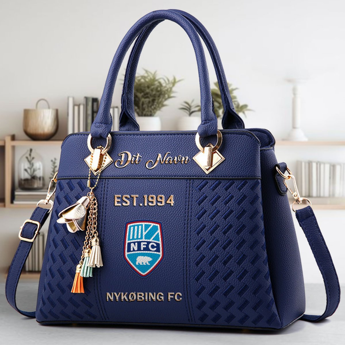 Nykobing FC Crossbody Zip Handbag With Tassel Custom Name For Women - Image 3