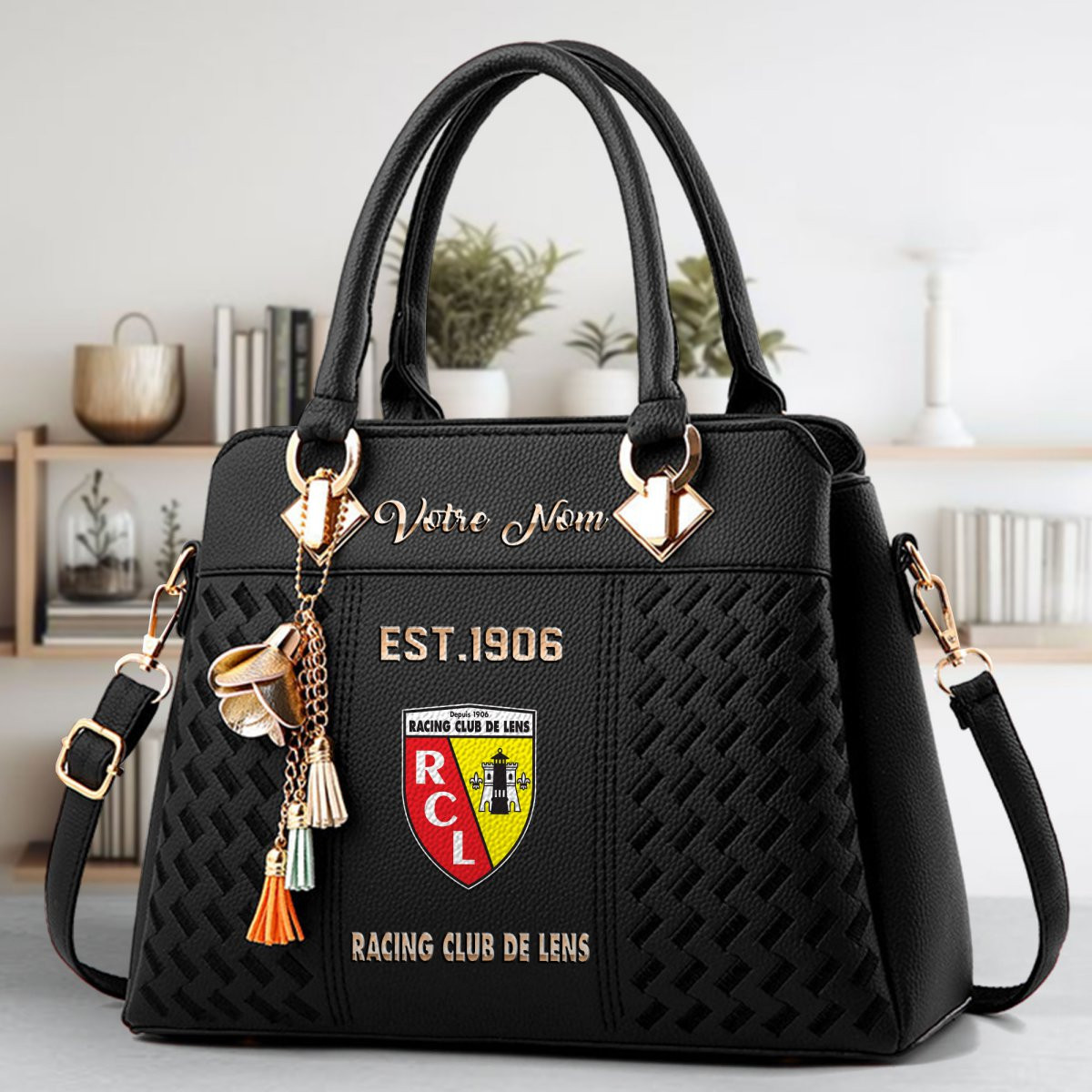 Racing Club de Lens Crossbody Zip Handbag With Tassel Custom Name For Women - Image 3
