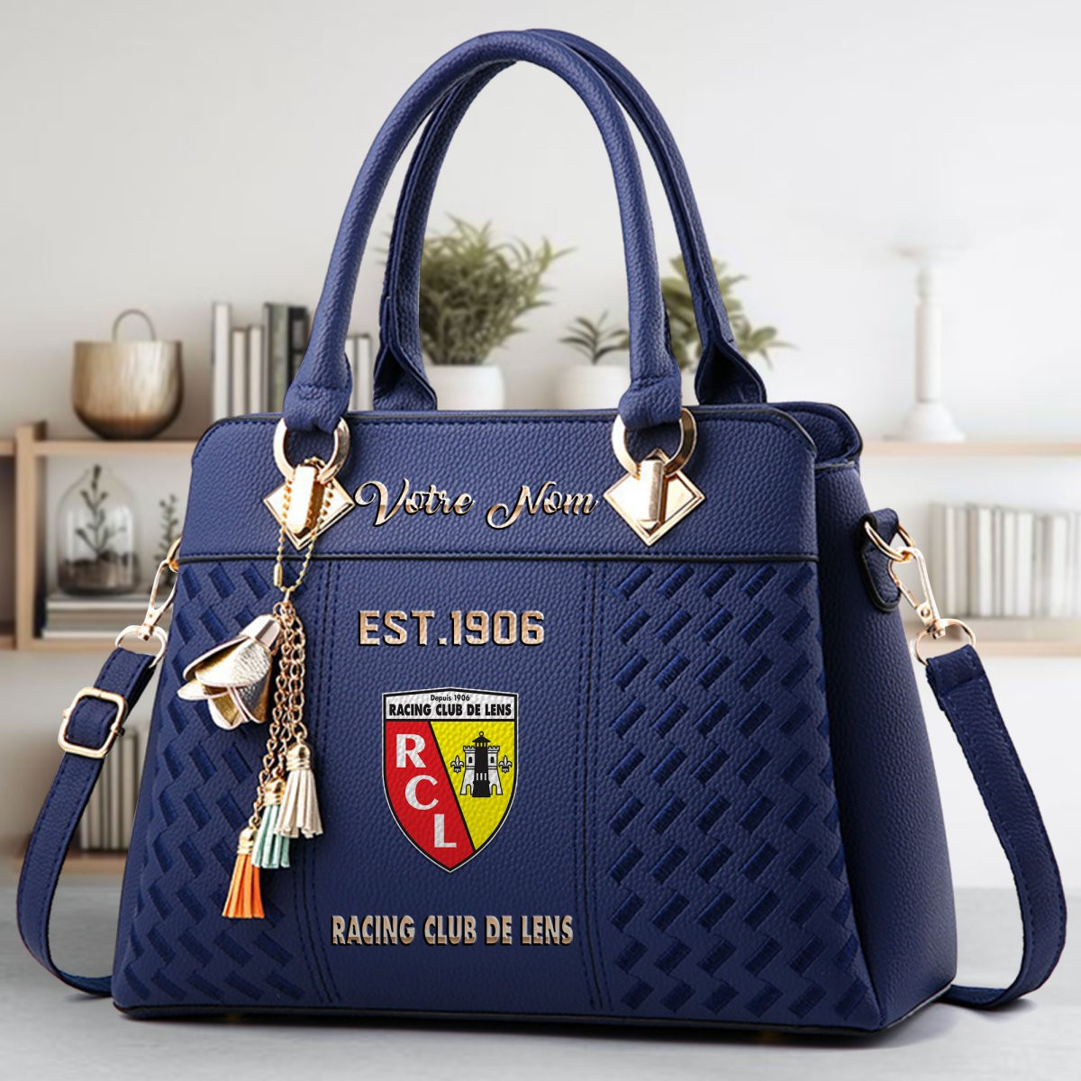 Racing Club de Lens Crossbody Zip Handbag With Tassel Custom Name For Women - Image 4