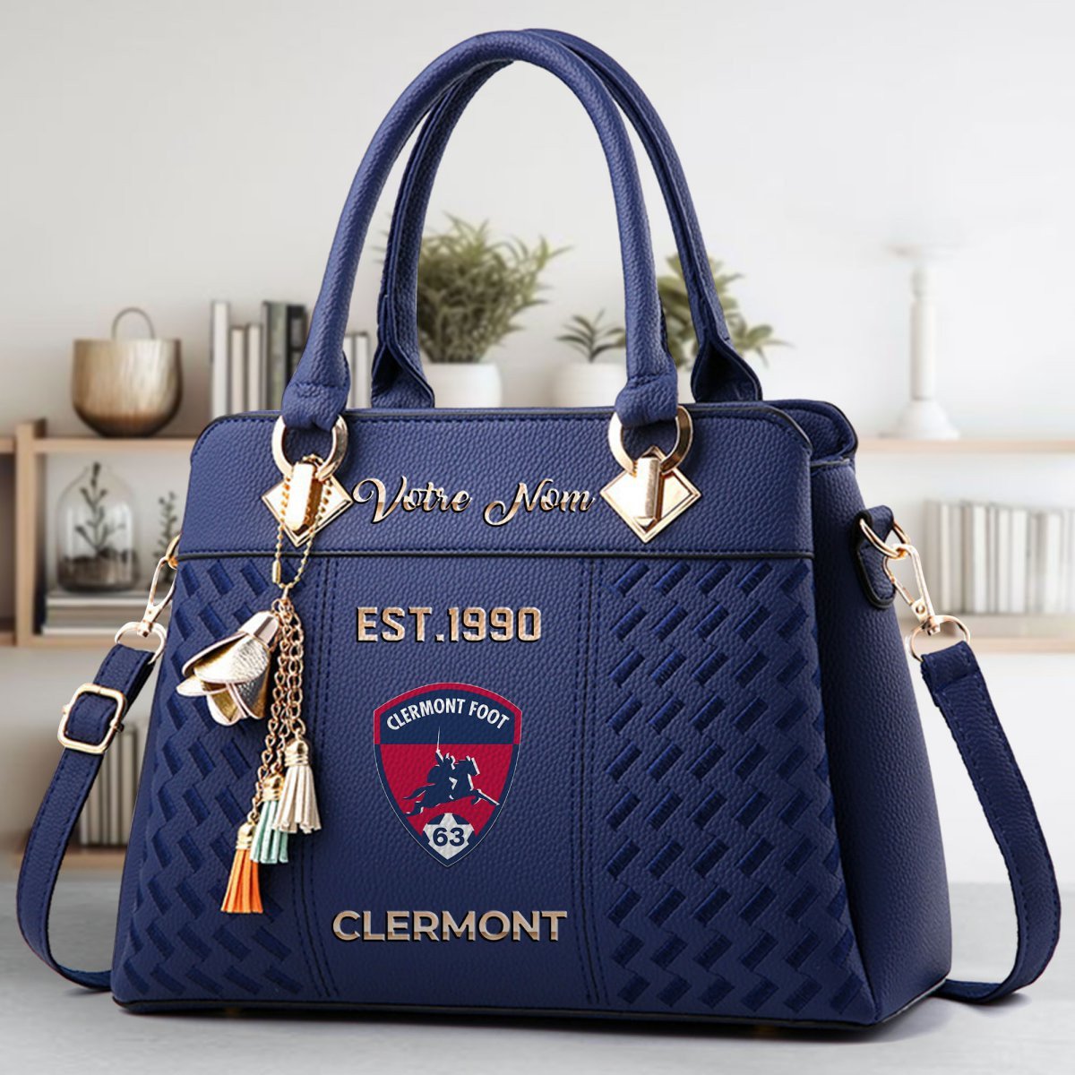Clermont Foot Auvergne 63 Crossbody Zip Handbag With Tassel Custom Name For Women - Image 4
