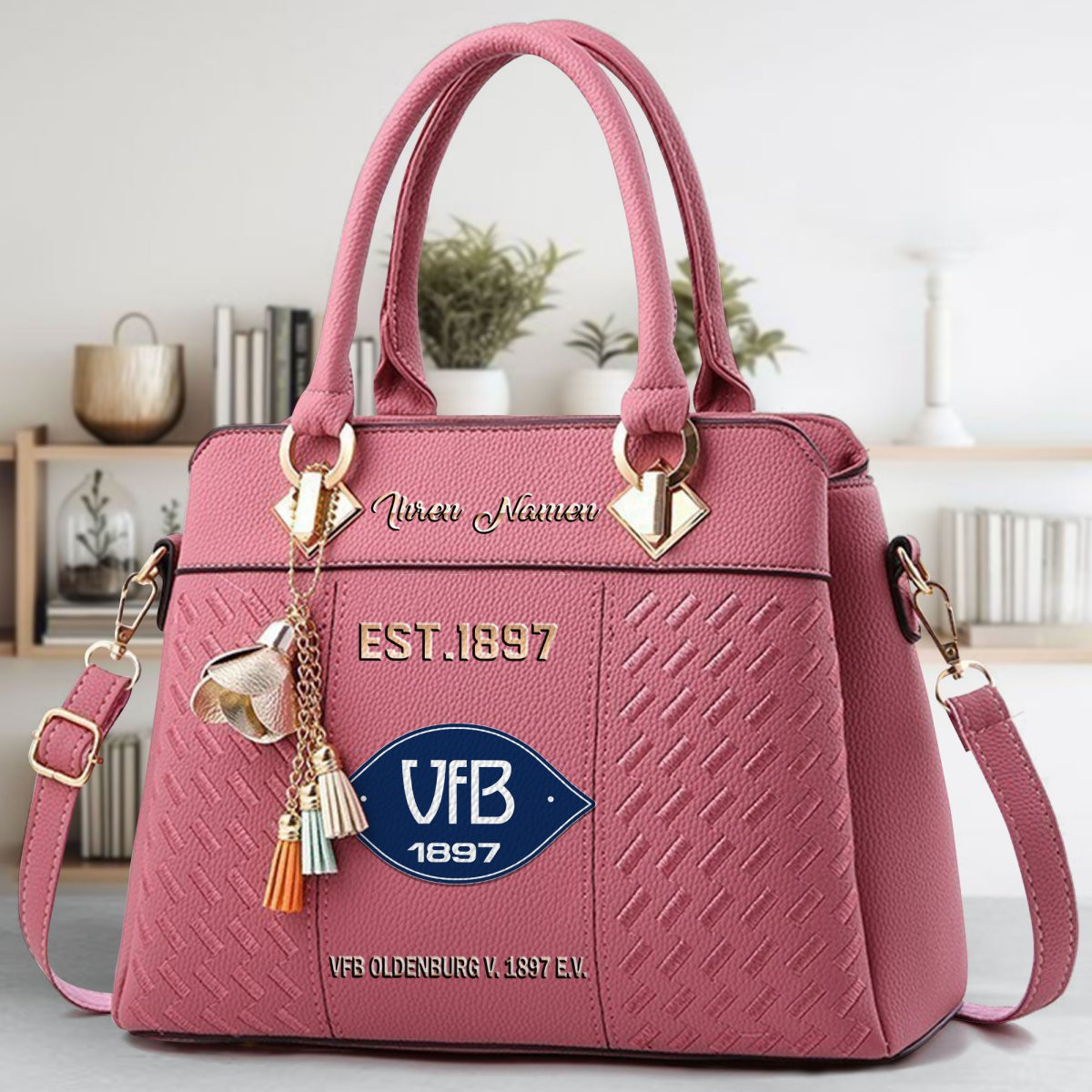 VfB Oldenburg v. 1897 e.V. Crossbody Zip Handbag With Tassel Custom Name For Women - Image 6