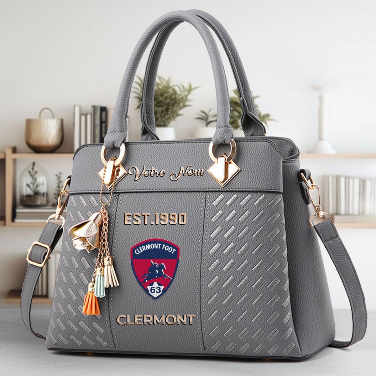 Clermont Foot Auvergne 63 Crossbody Zip Handbag With Tassel Custom Name For Women - Image 6
