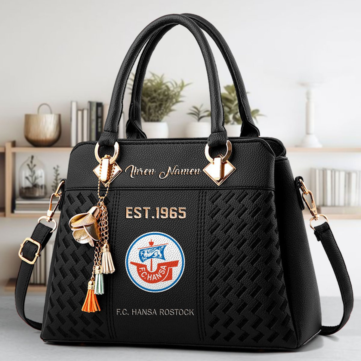 Hansa Rostock Crossbody Zip Handbag With Tassel Custom Name For Women - Image 2