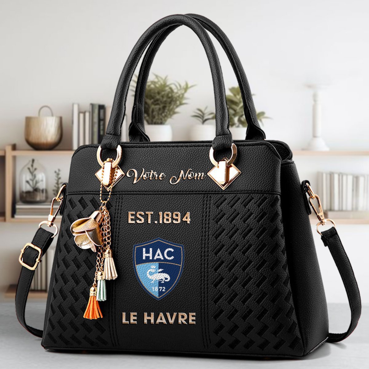 Havre Athletic Club Crossbody Zip Handbag With Tassel Custom Name For Women - Image 2