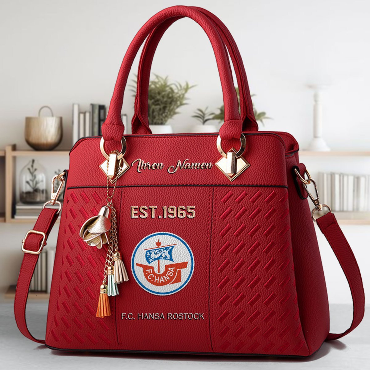 Hansa Rostock Crossbody Zip Handbag With Tassel Custom Name For Women - Image 3