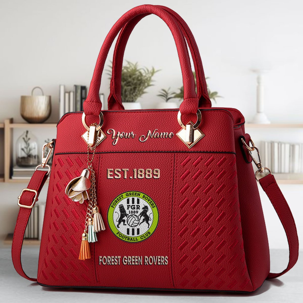 Forest Green Rovers Crossbody Zip Handbag With Tassel Custom Name For Women - Image 3