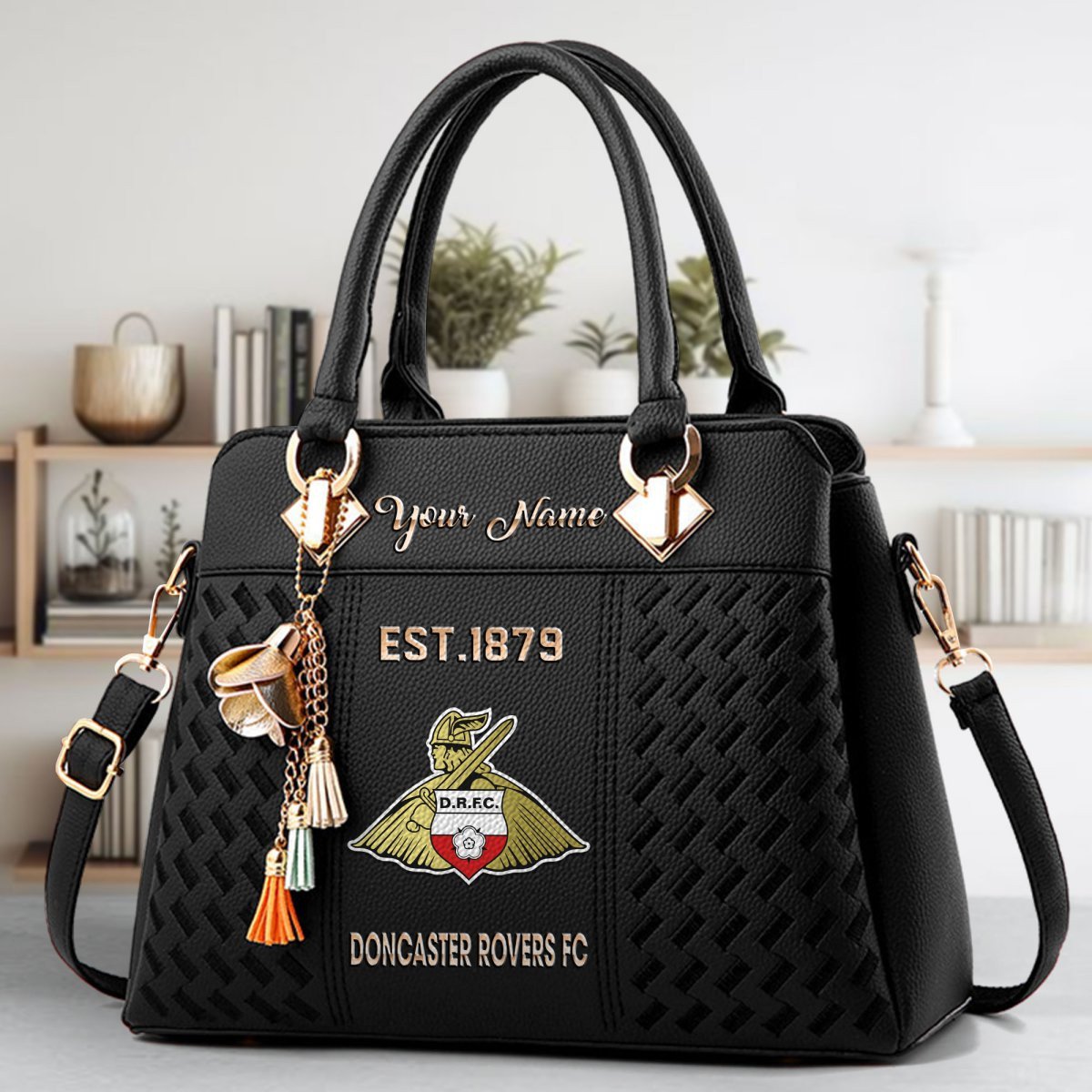 Doncaster Rovers Crossbody Zip Handbag With Tassel Custom Name For Women - Image 2