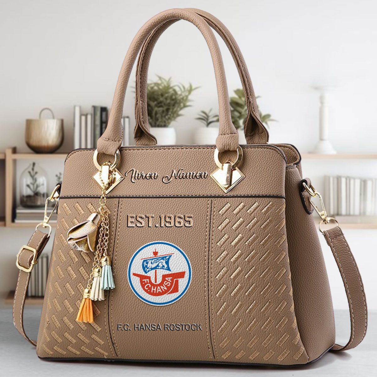 Hansa Rostock Crossbody Zip Handbag With Tassel Custom Name For Women - Image 4