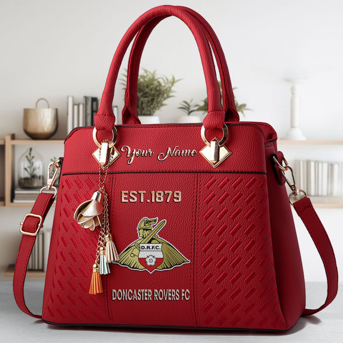 Doncaster Rovers Crossbody Zip Handbag With Tassel Custom Name For Women - Image 3