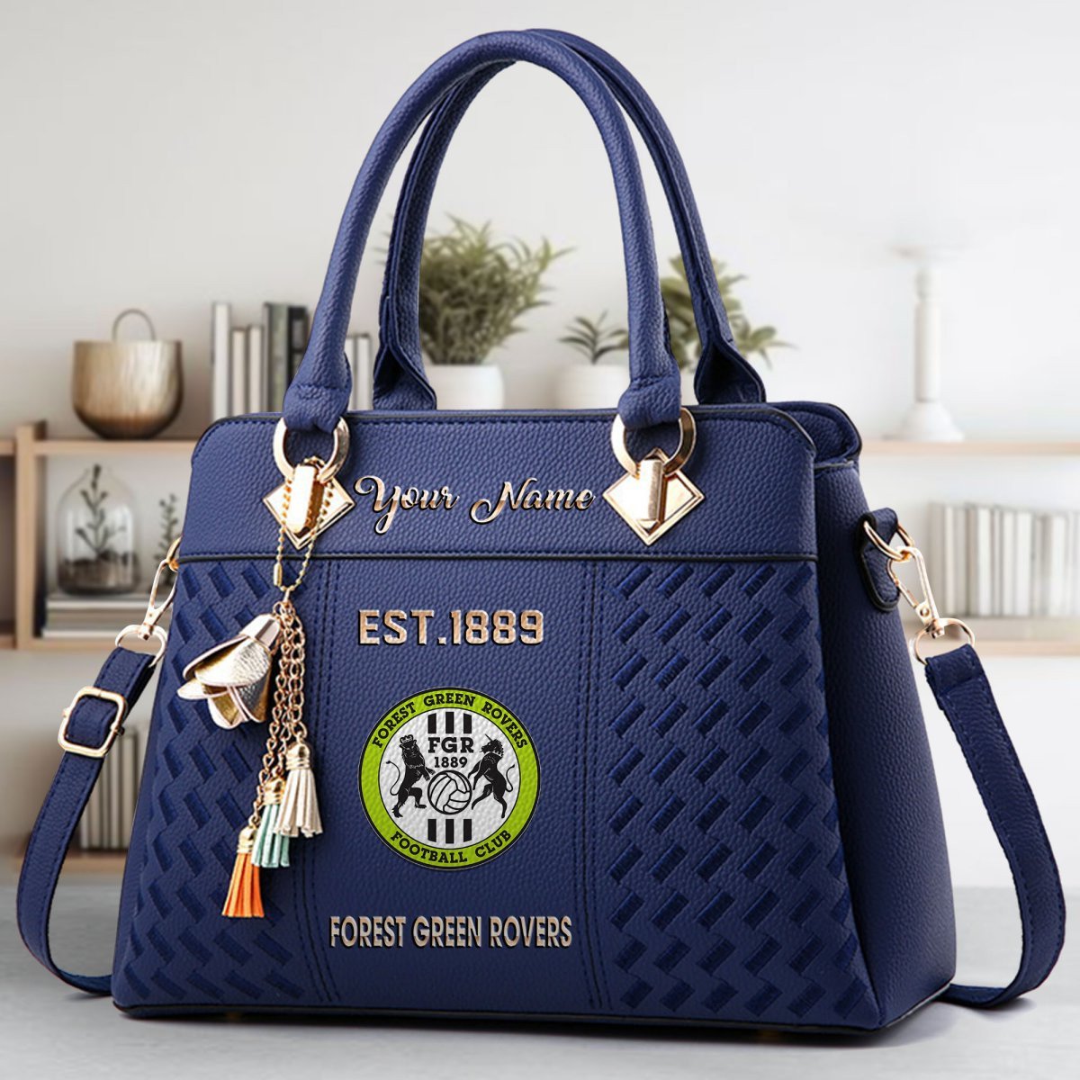 Forest Green Rovers Crossbody Zip Handbag With Tassel Custom Name For Women - Image 4