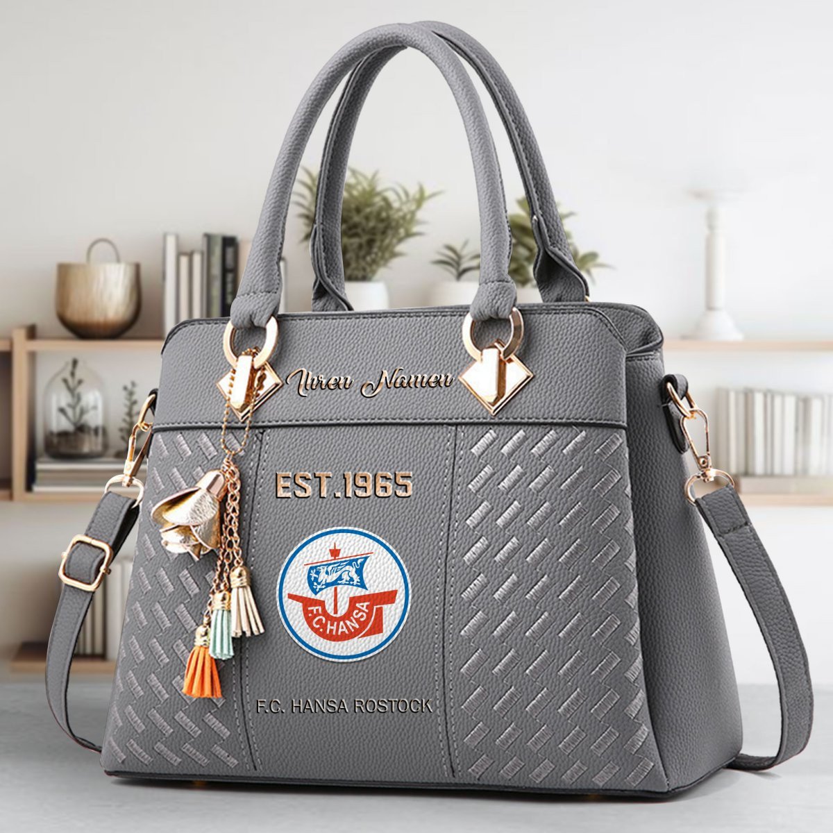 Hansa Rostock Crossbody Zip Handbag With Tassel Custom Name For Women - Image 5