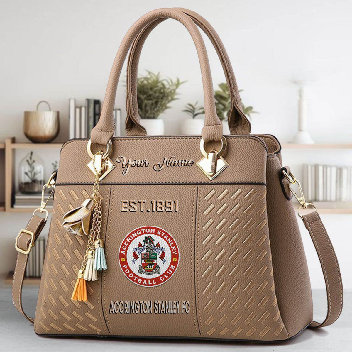 Accrington Stanley Crossbody Zip Handbag With Tassel Custom Name For Women - Image 4