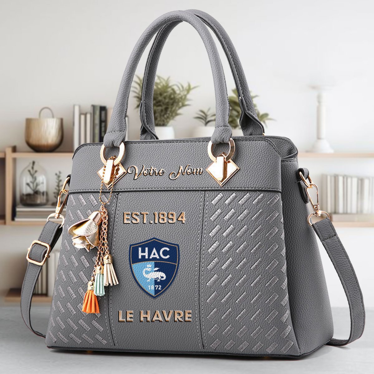 Havre Athletic Club Crossbody Zip Handbag With Tassel Custom Name For Women - Image 5