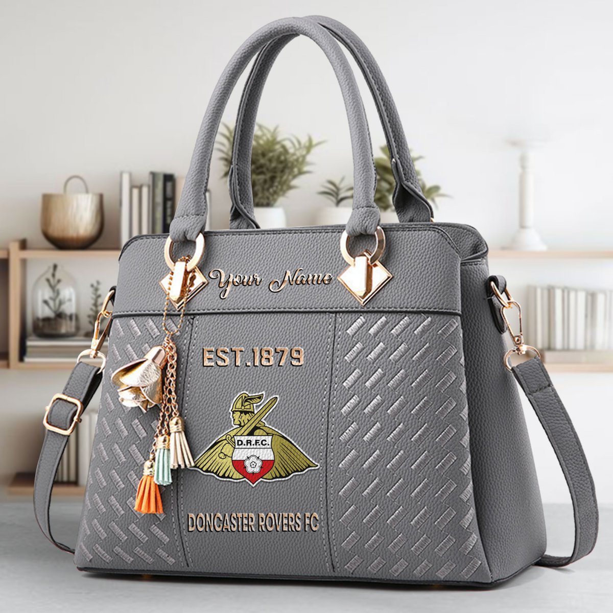 Doncaster Rovers Crossbody Zip Handbag With Tassel Custom Name For Women - Image 5