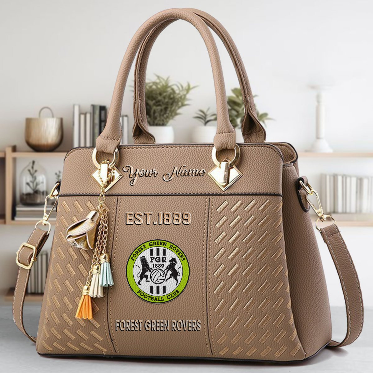 Forest Green Rovers Crossbody Zip Handbag With Tassel Custom Name For Women - Image 5