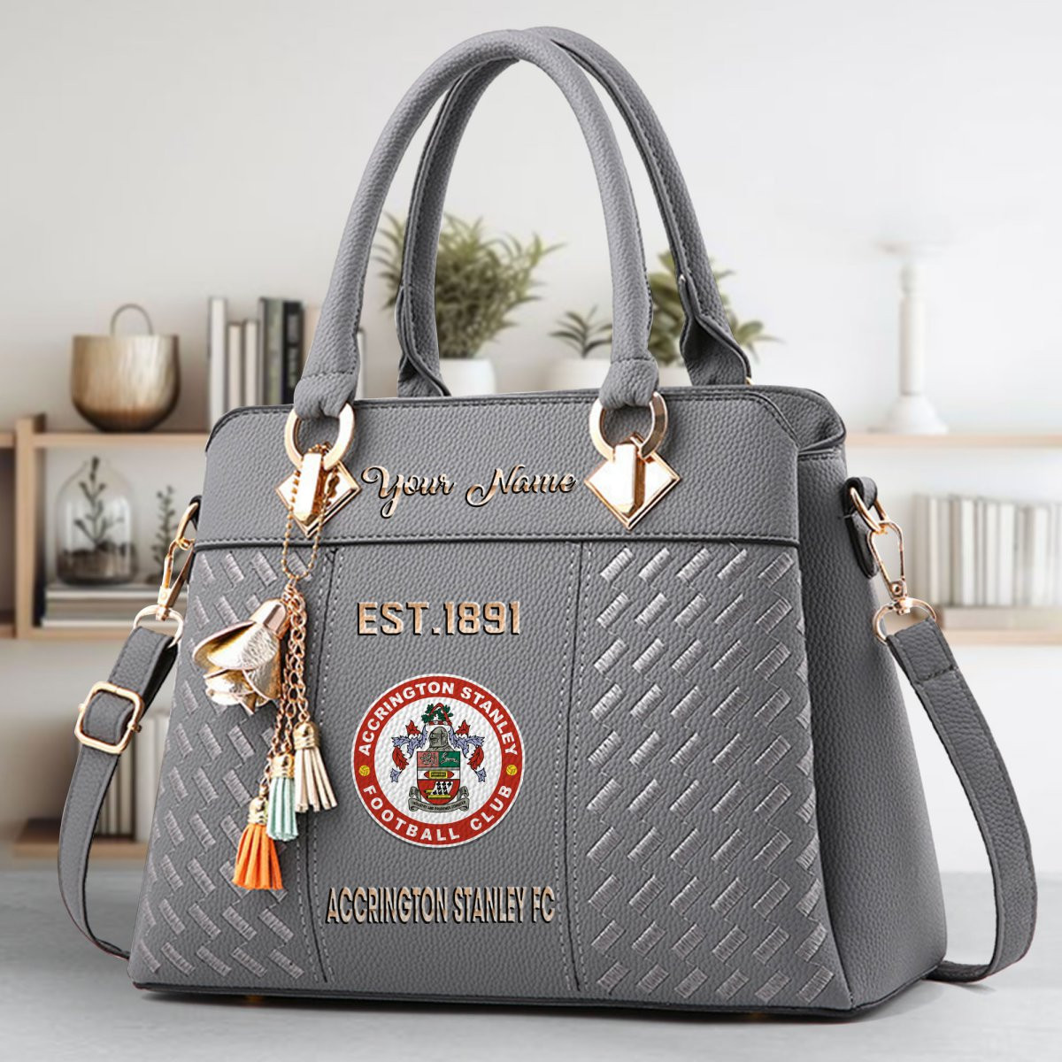 Accrington Stanley Crossbody Zip Handbag With Tassel Custom Name For Women - Image 5