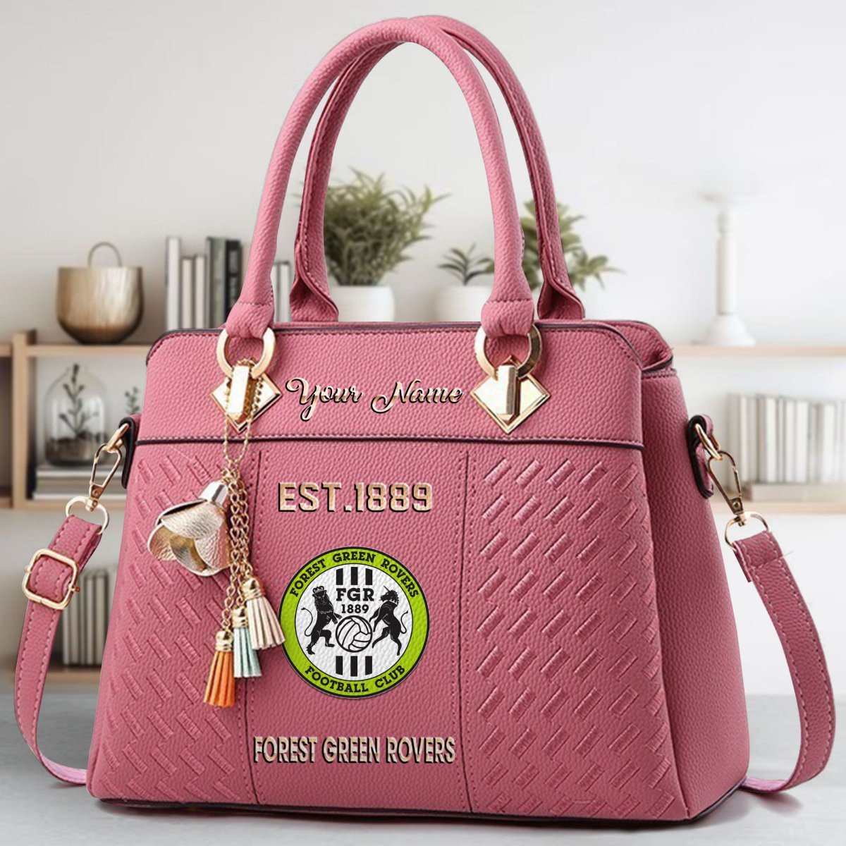 Forest Green Rovers Crossbody Zip Handbag With Tassel Custom Name For Women - Image 6