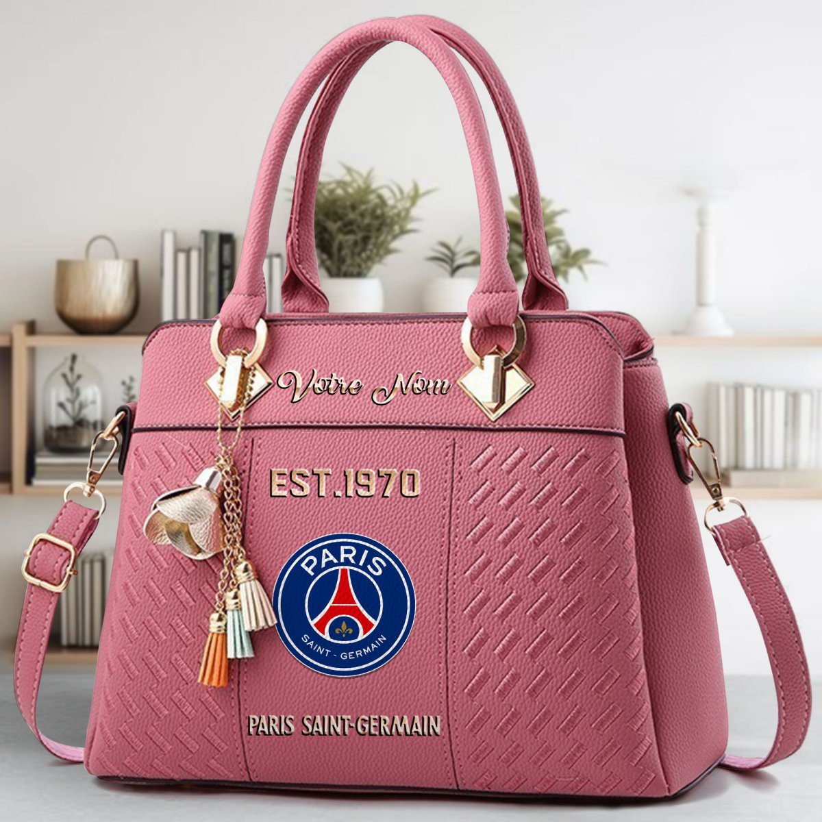PSG Crossbody Zip Handbag With Tassel Custom Name For Women - Image 6