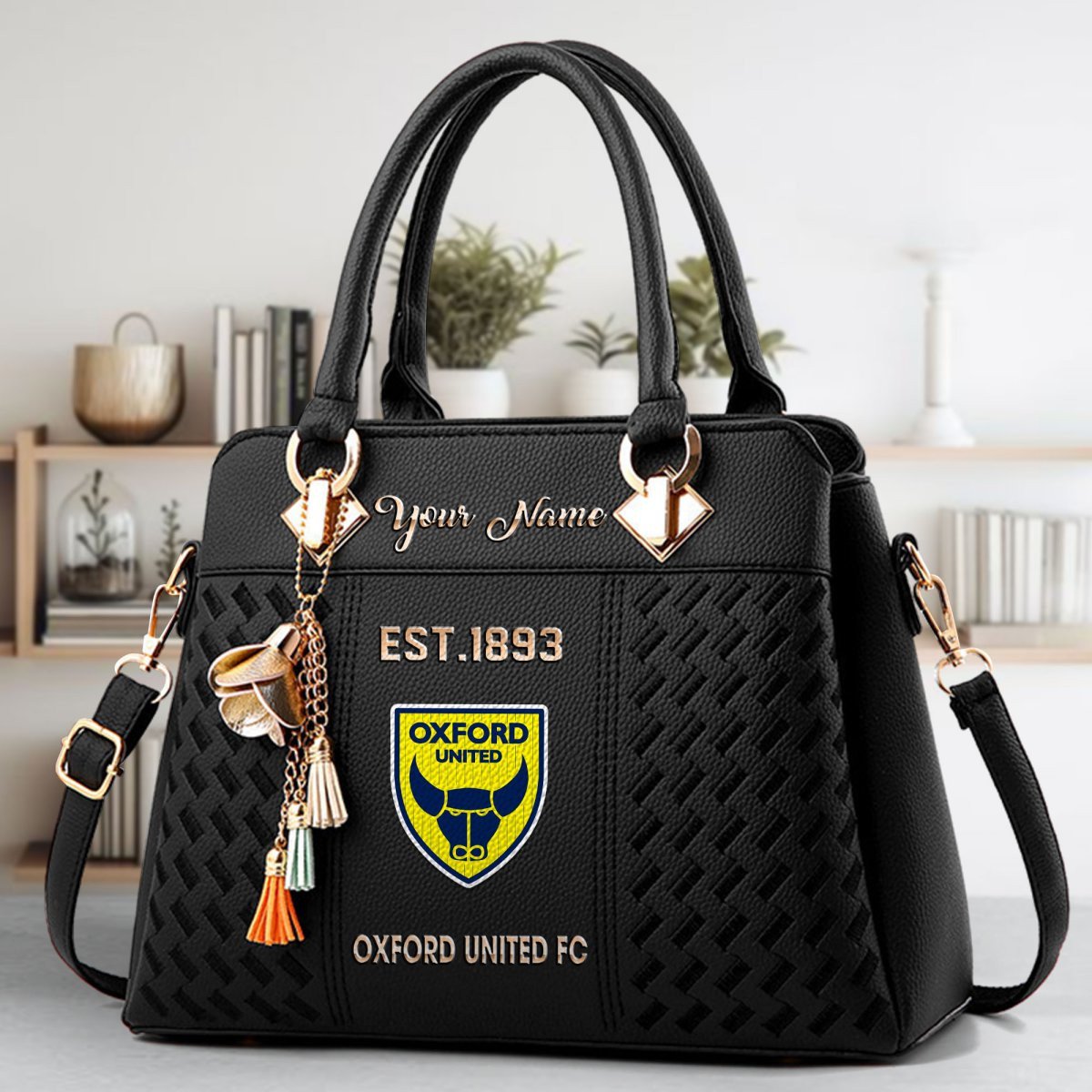 Oxford United Crossbody Zip Handbag With Tassel Custom Name For Women - Image 2