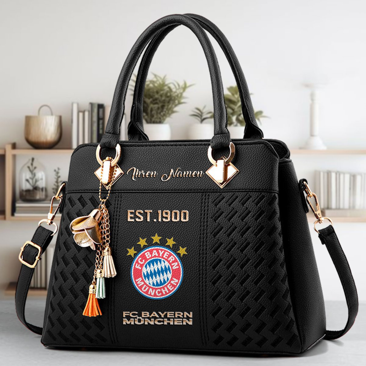 Bayern Munchen Crossbody Zip Handbag With Tassel Custom Name For Women - Image 2