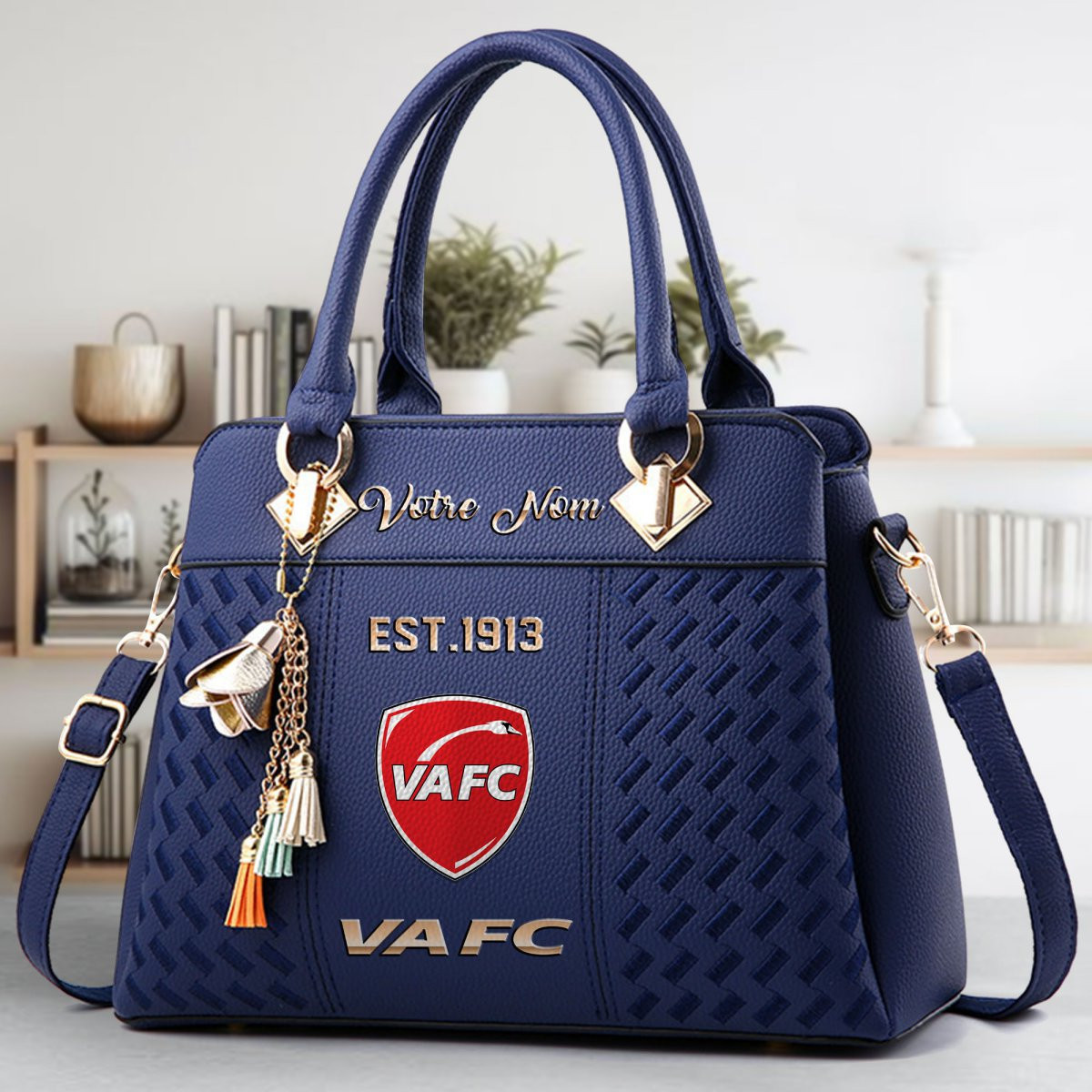 Valenciennes Football Club Crossbody Zip Handbag With Tassel Custom Name For Women - Image 3