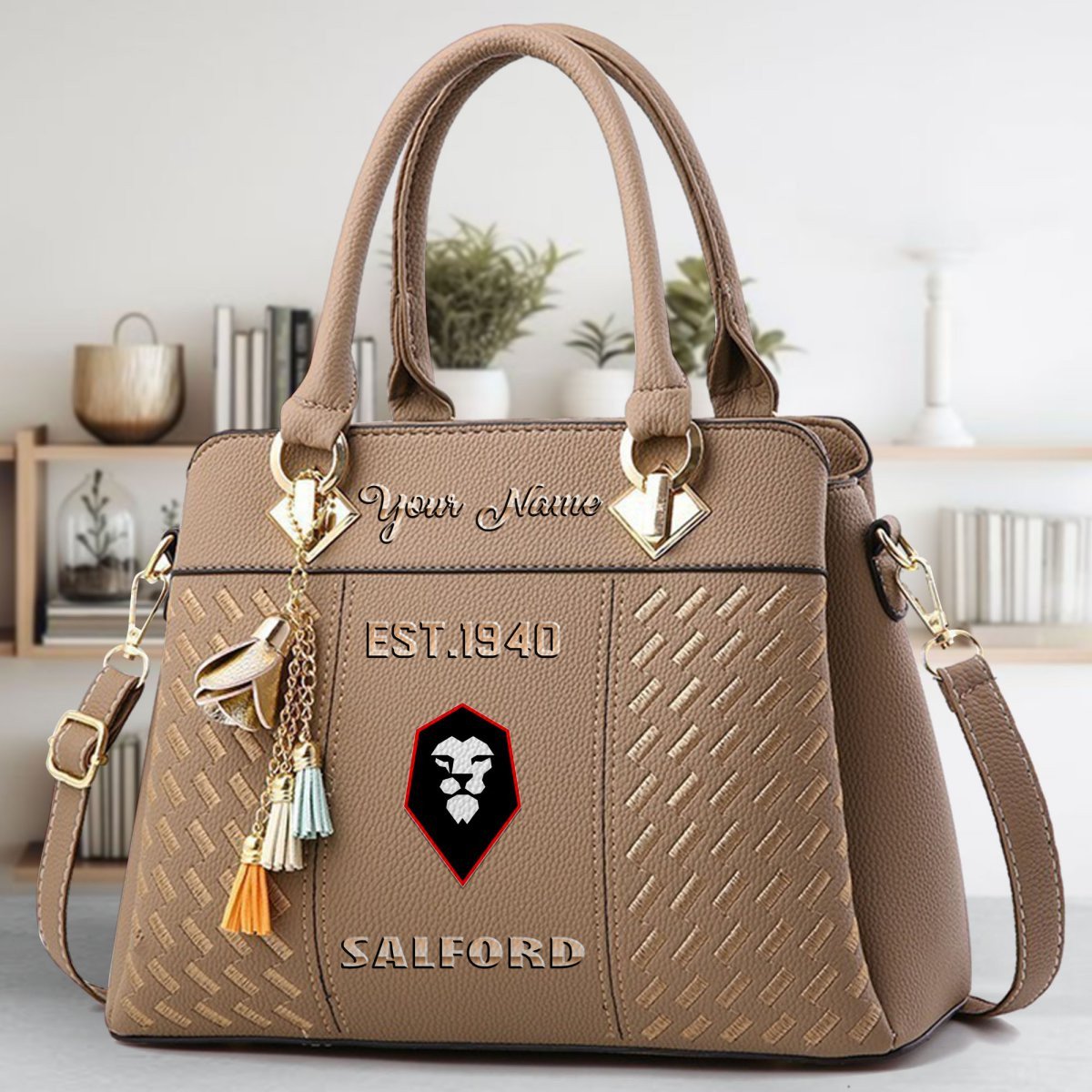 Salford City Crossbody Zip Handbag With Tassel Custom Name For Women - Image 4