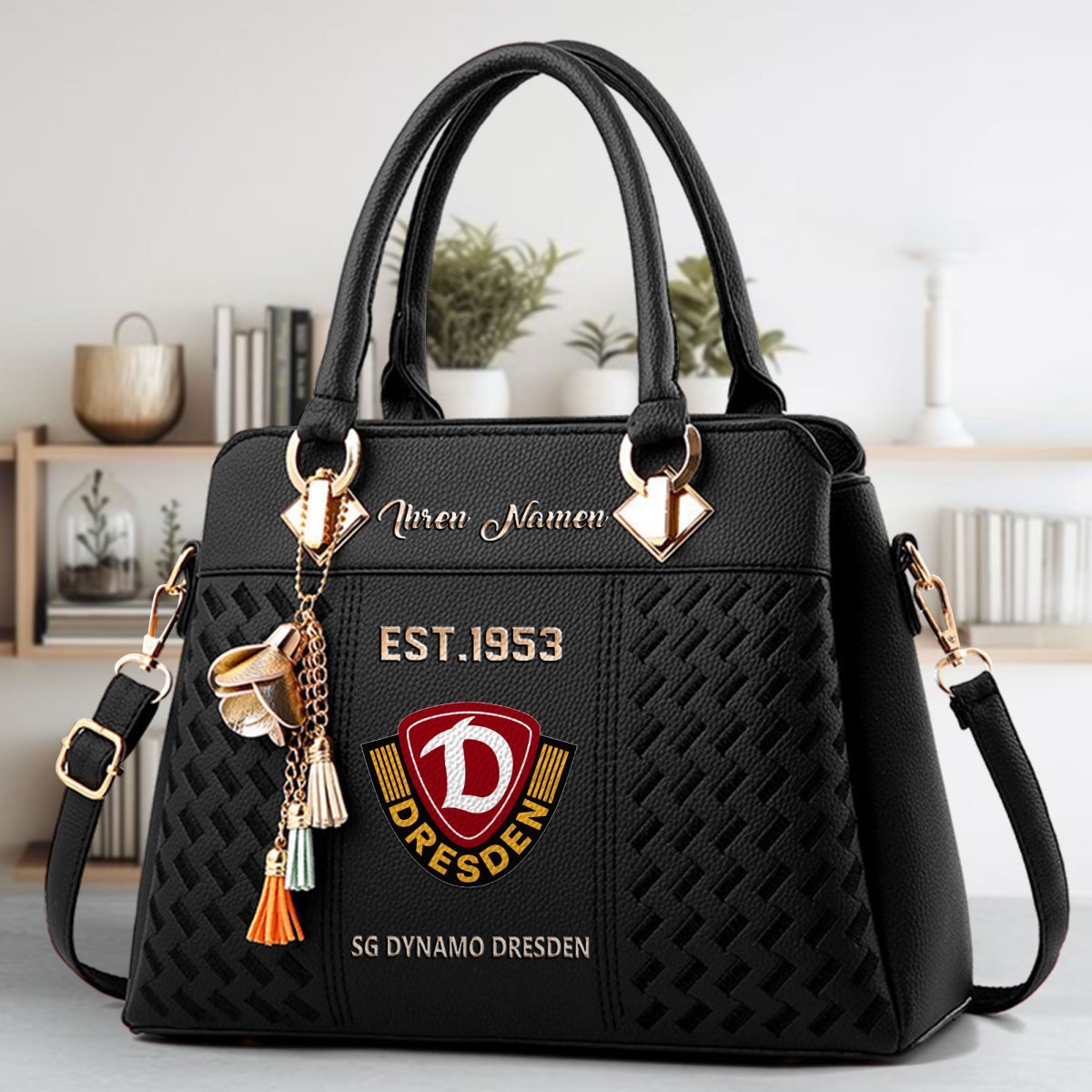 Dynamo Dresden Crossbody Zip Handbag With Tassel Custom Name For Women - Image 3
