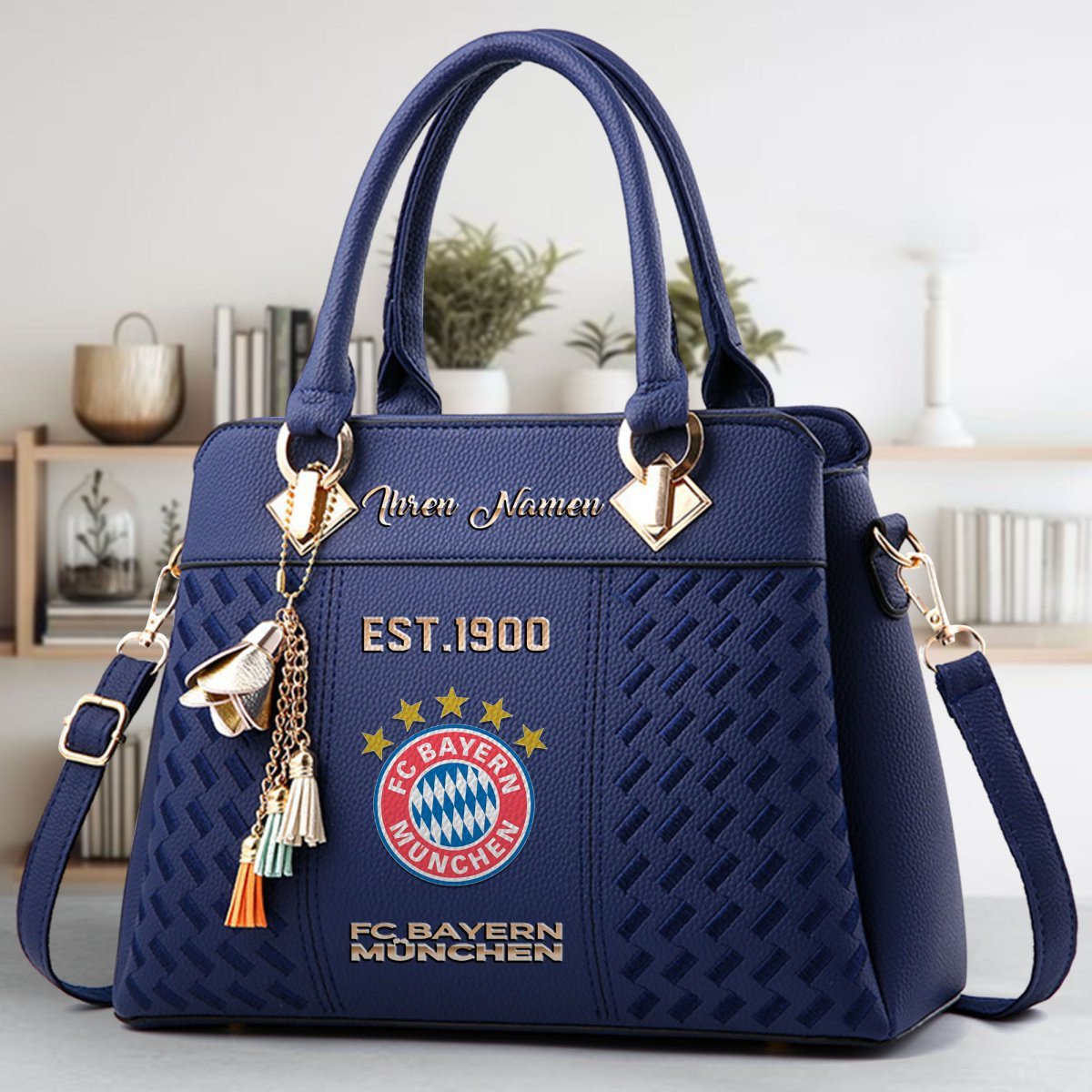 Bayern Munchen Crossbody Zip Handbag With Tassel Custom Name For Women - Image 3
