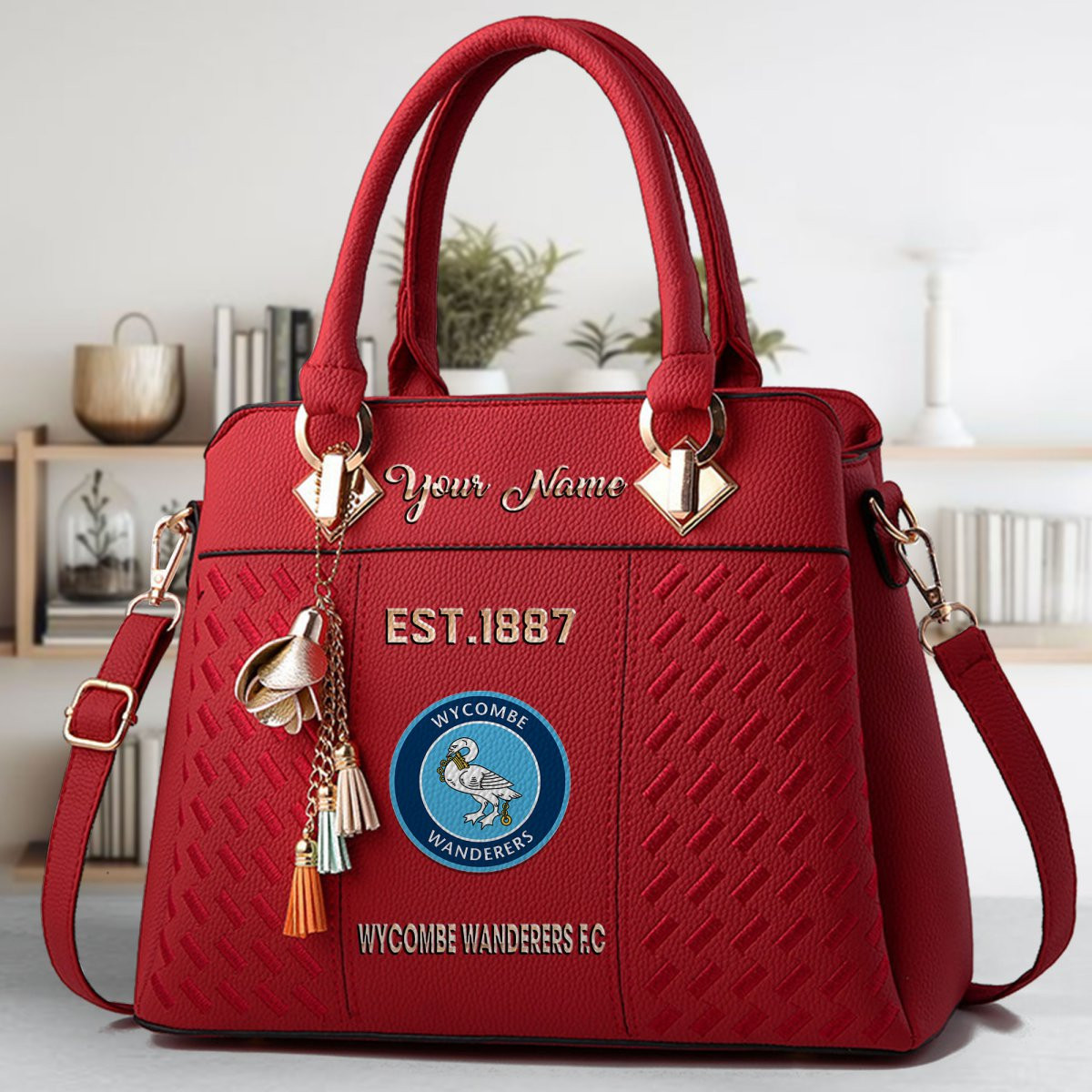 Wycombe Wanderers Crossbody Zip Handbag With Tassel Custom Name For Women - Image 3