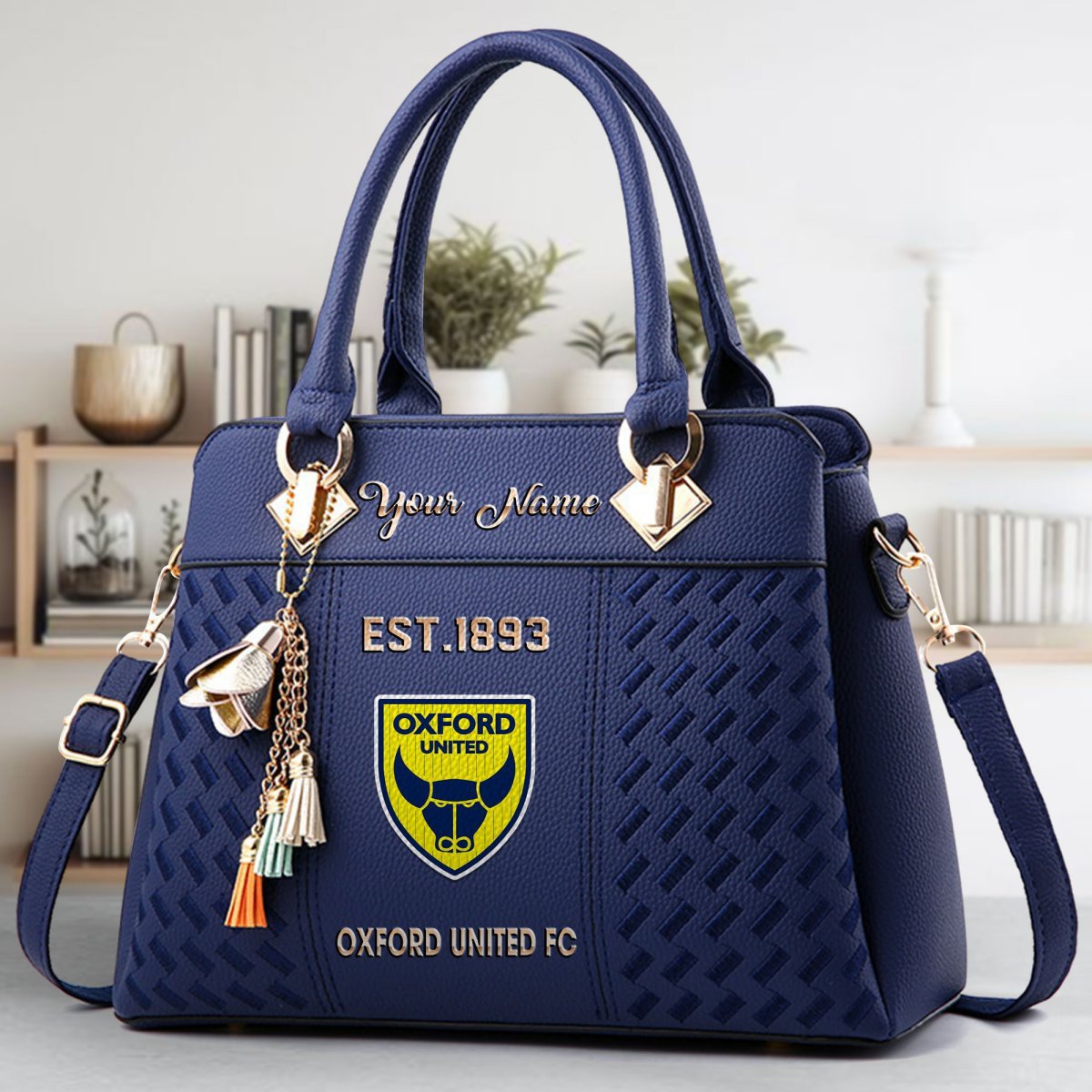 Oxford United Crossbody Zip Handbag With Tassel Custom Name For Women - Image 4