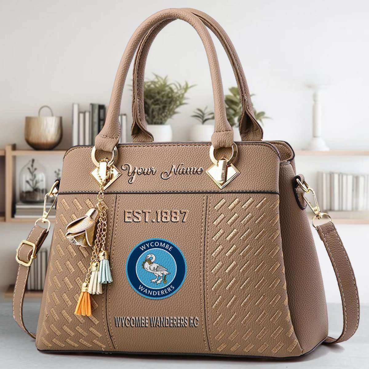 Wycombe Wanderers Crossbody Zip Handbag With Tassel Custom Name For Women - Image 4