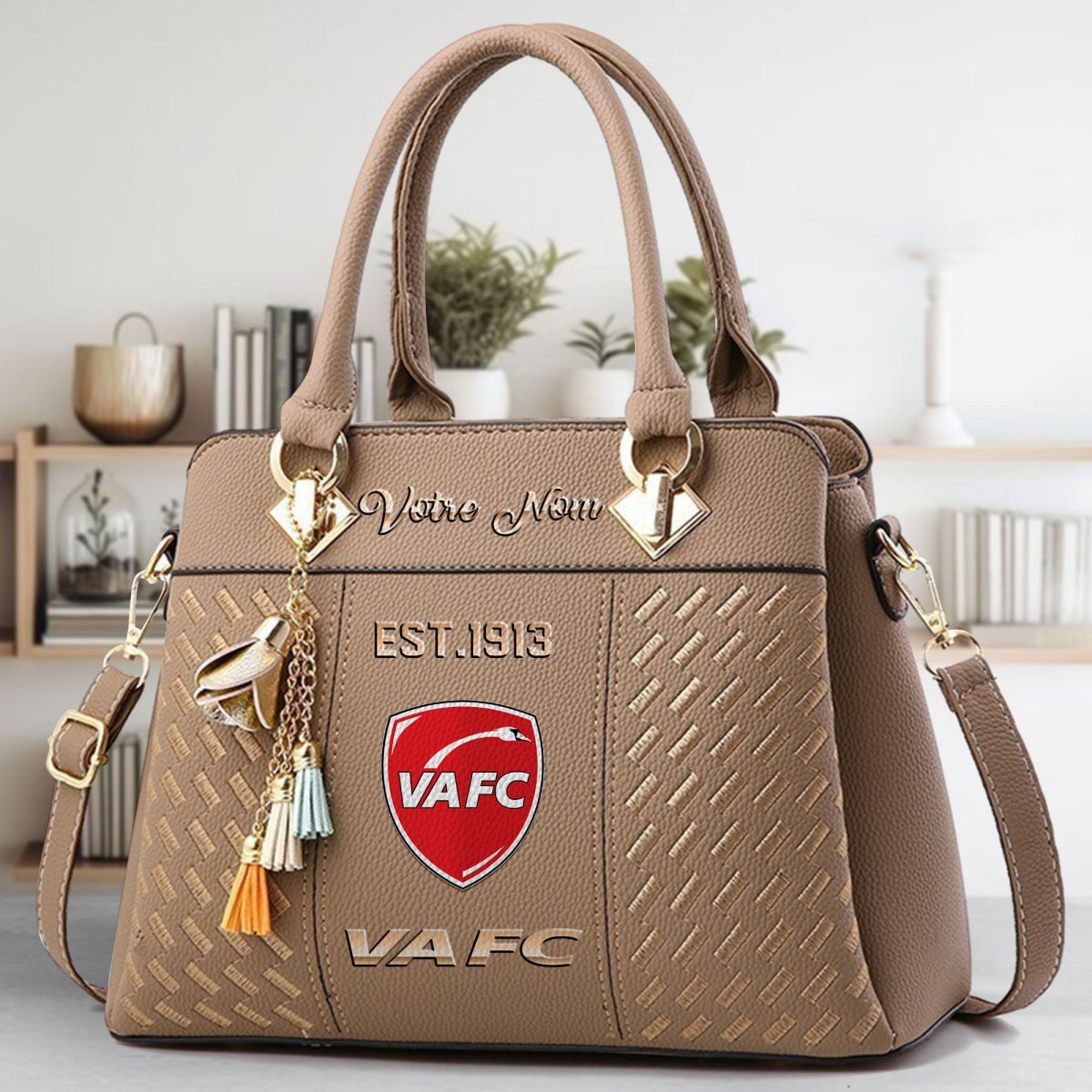 Valenciennes Football Club Crossbody Zip Handbag With Tassel Custom Name For Women - Image 4