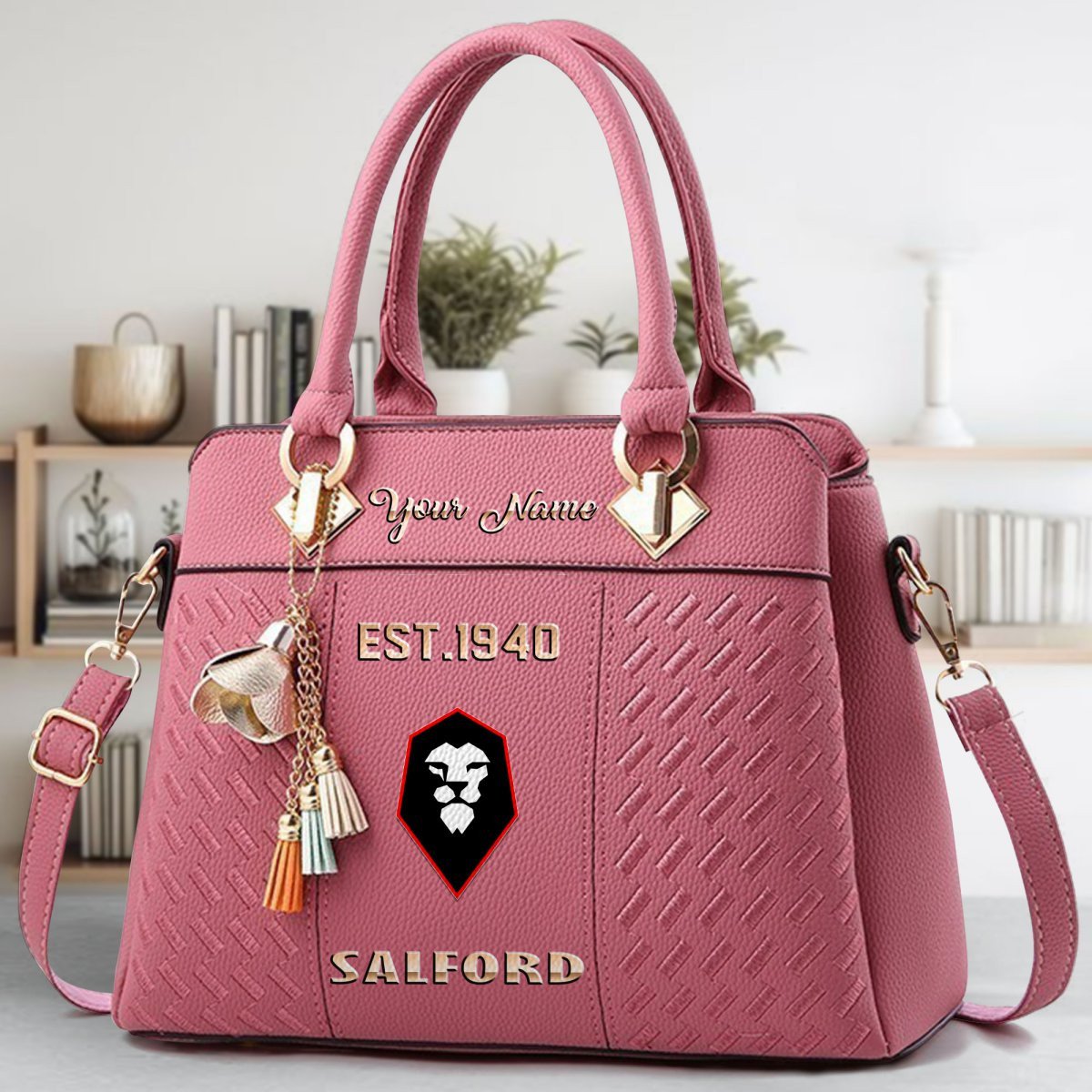 Salford City Crossbody Zip Handbag With Tassel Custom Name For Women - Image 6