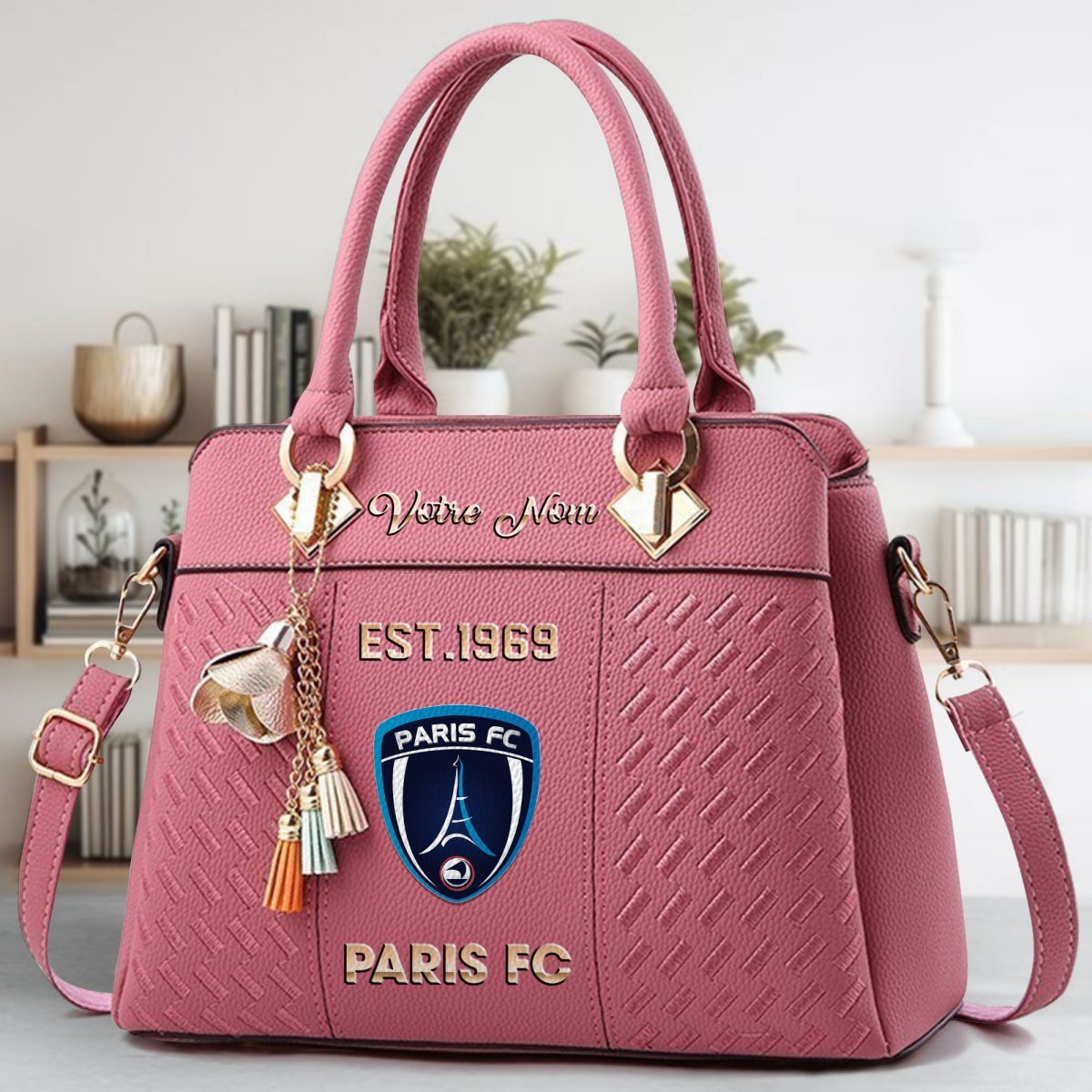 Paris FC Crossbody Zip Handbag With Tassel Custom Name For Women - Image 6