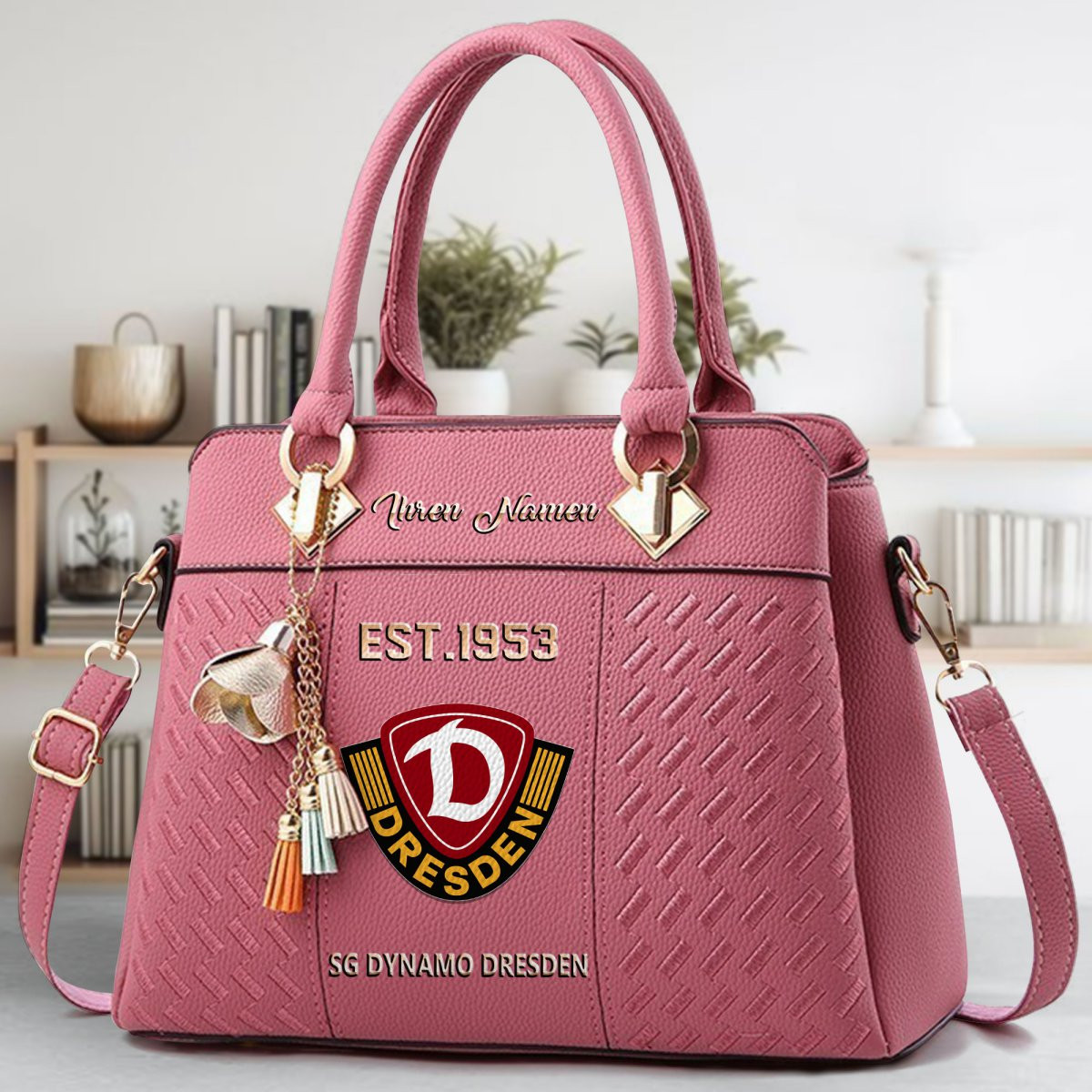 Dynamo Dresden Crossbody Zip Handbag With Tassel Custom Name For Women - Image 6