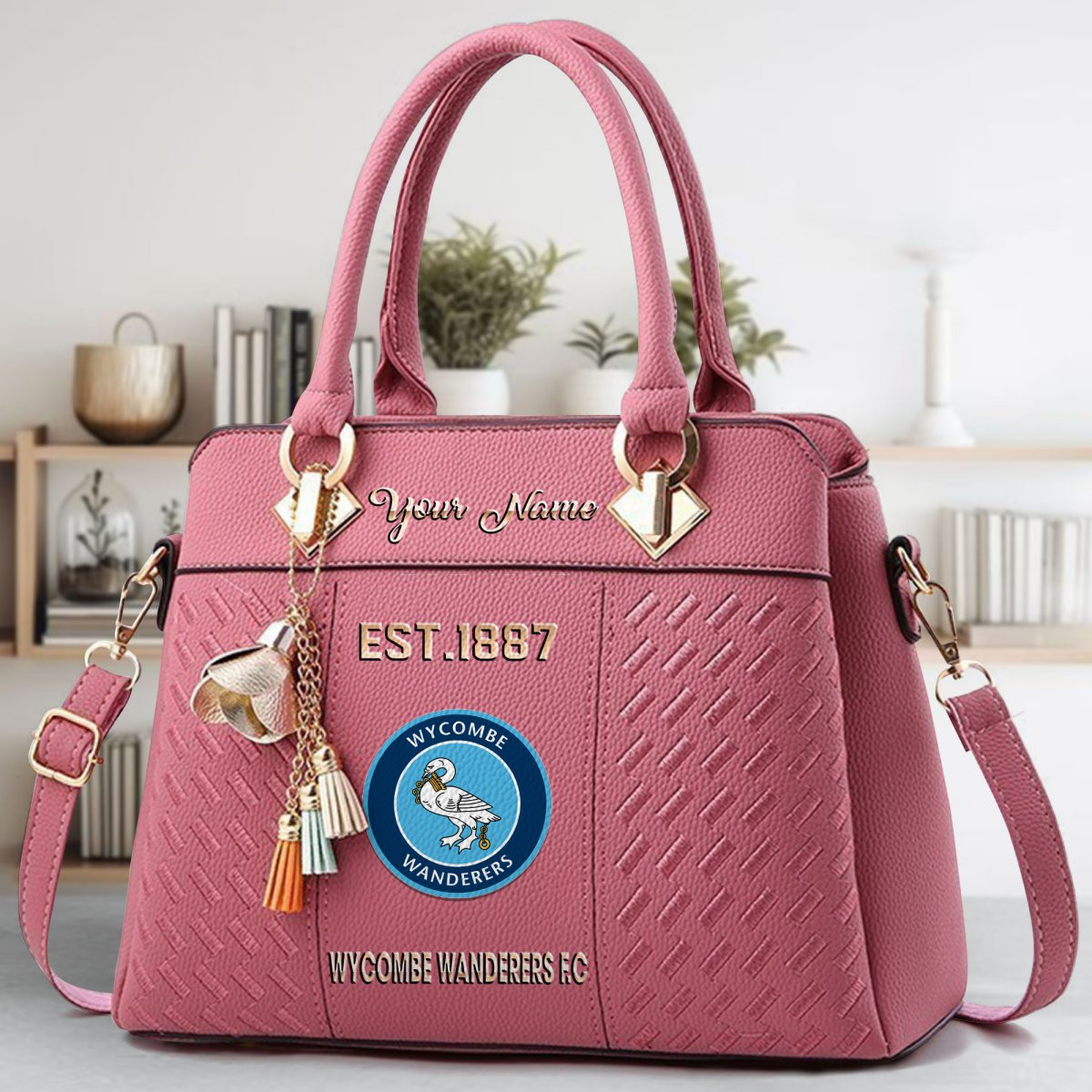 Wycombe Wanderers Crossbody Zip Handbag With Tassel Custom Name For Women - Image 6
