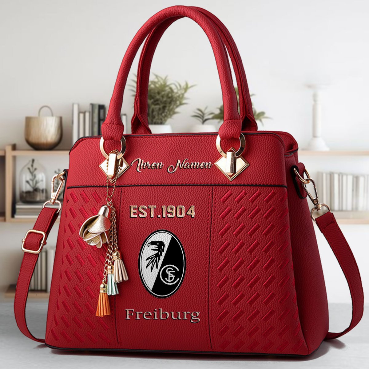 SC Freiburg Crossbody Zip Handbag With Tassel Custom Name For Women - Image 2