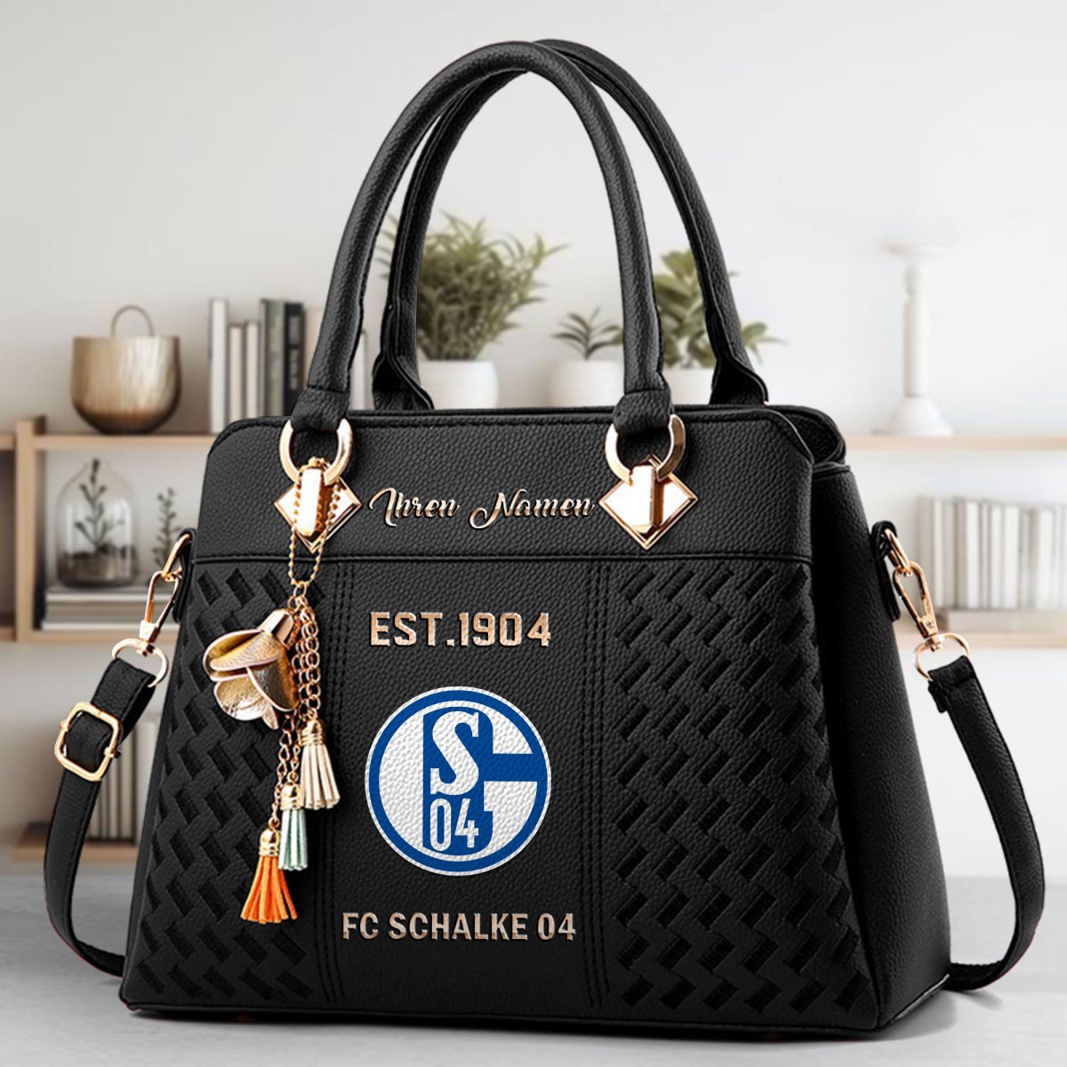 Schalke 04 Crossbody Zip Handbag With Tassel Custom Name For Women - Image 2