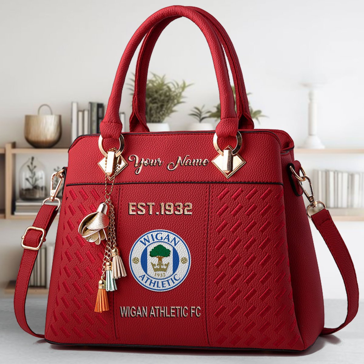 Wigan Athletic Crossbody Zip Handbag With Tassel Custom Name For Women - Image 3