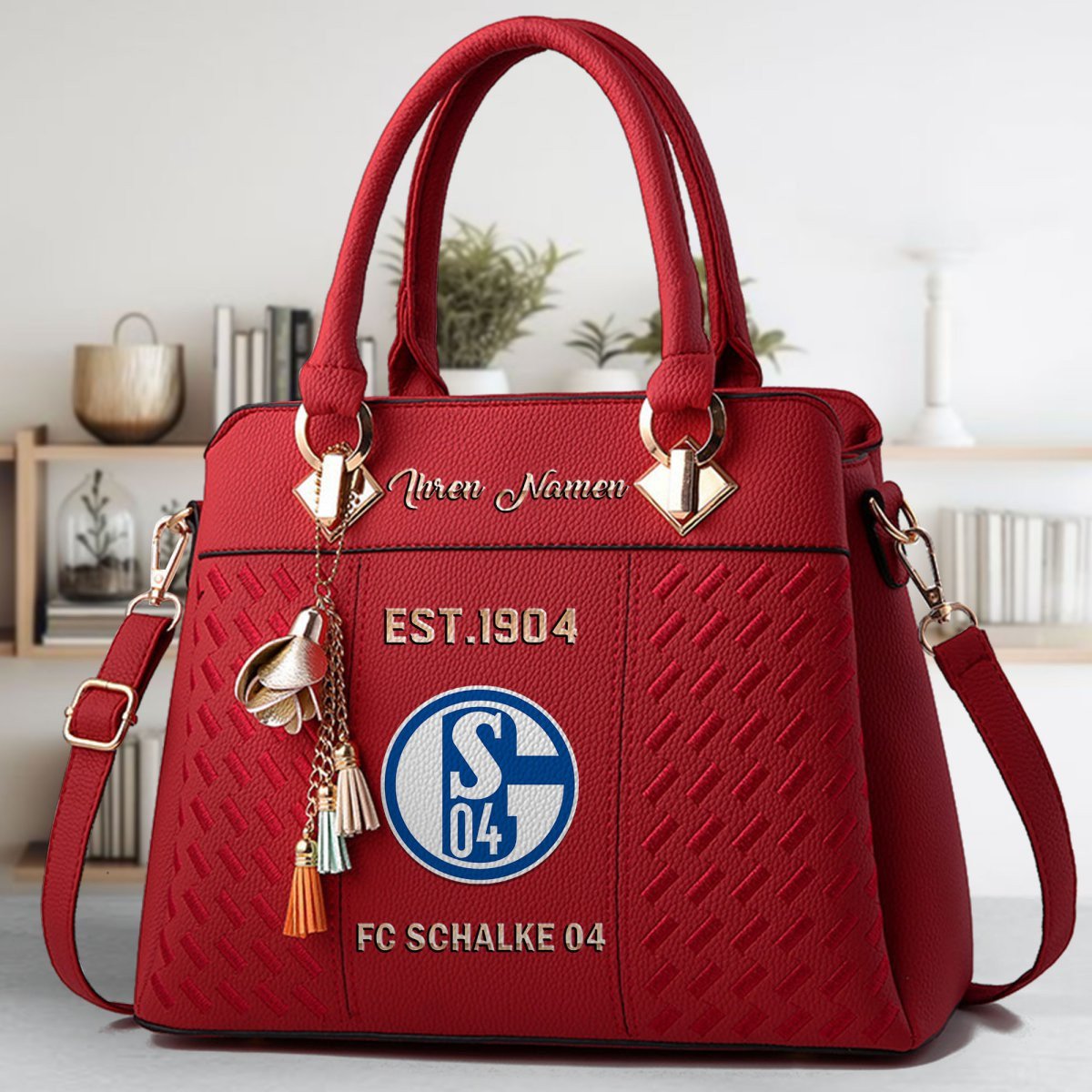 Schalke 04 Crossbody Zip Handbag With Tassel Custom Name For Women - Image 3