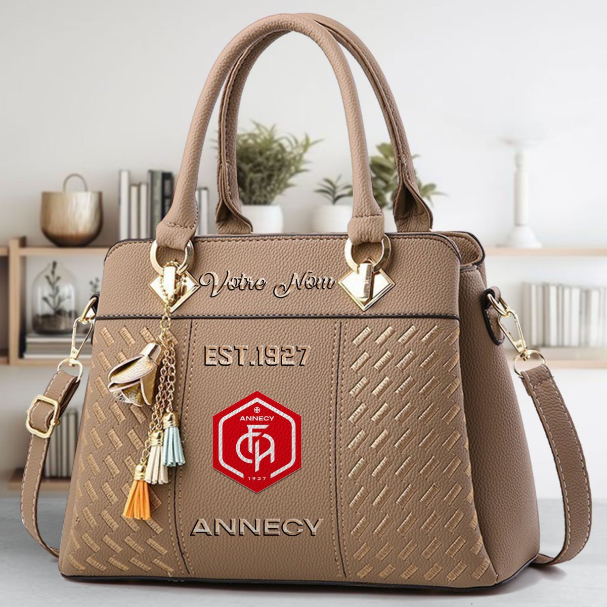 FC Annecy Crossbody Zip Handbag With Tassel Custom Name For Women - Image 4